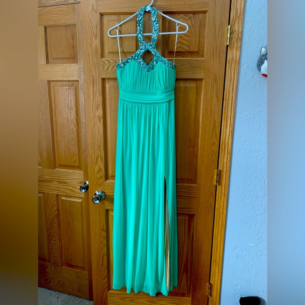 Mint green prom/formal dress.